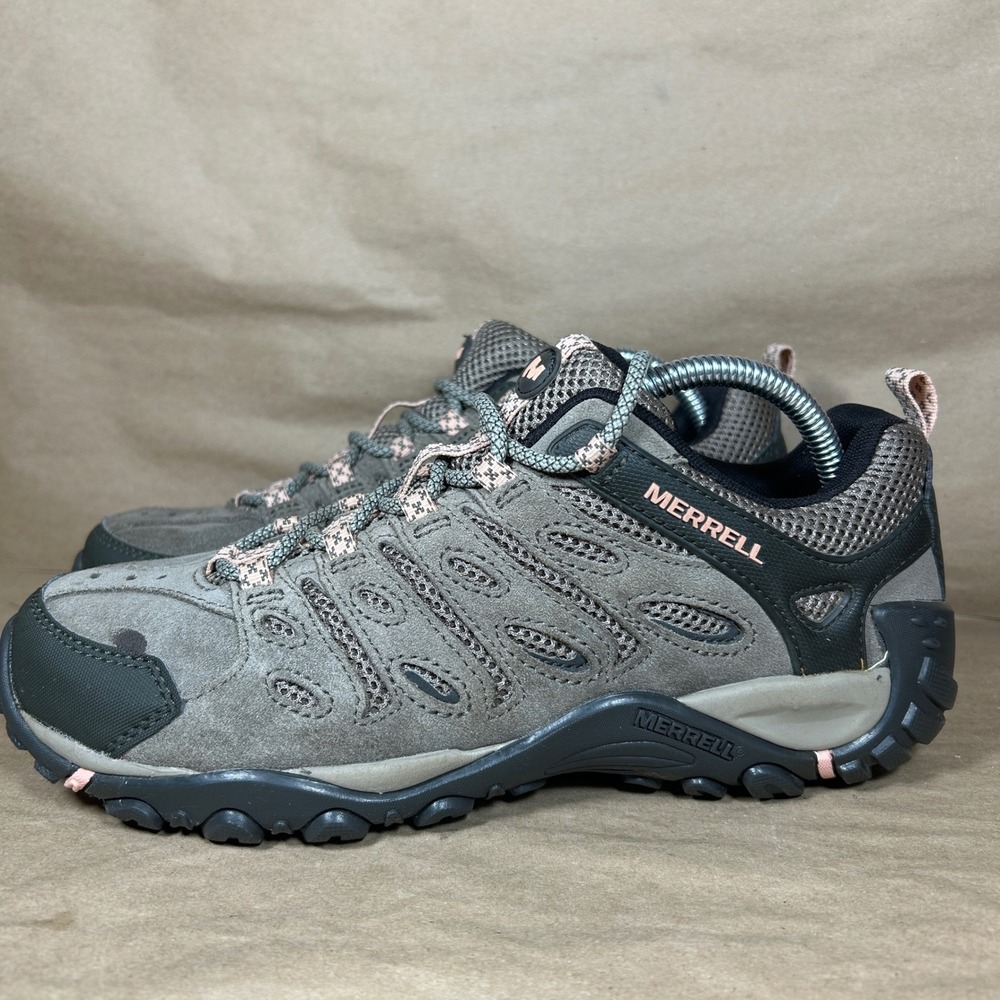 Merrell Alverstone Hiking Shoes Women 9.5 Boulder Peach Suede Mesh J500034